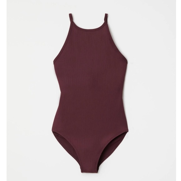 girlfriend collective Tops - Girlfriend Collective | XL Marlow Ribbed High Neck Thong Bodysuit Berry